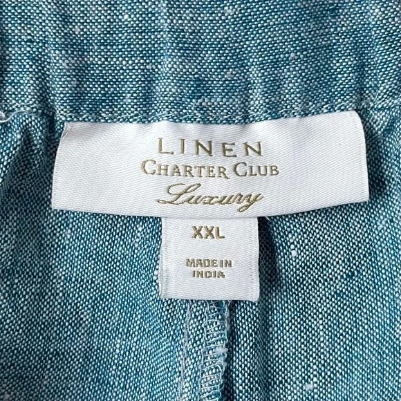 Charter Club Pants Womens XXL Blue 100% Linen Wide Leg Lagenlook Beach Coastal - Picture 9 of 11